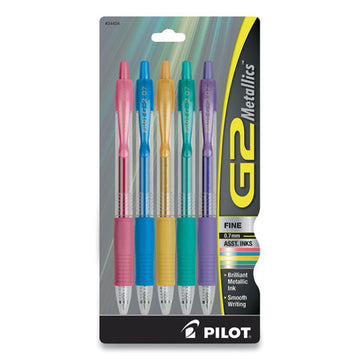 Pilot® G2 Metallics Gel Pen, Retractable, Fine 0.7 Mm, Assorted Ink And Barrel Colors, 5-pack freeshipping - TVN Wholesale